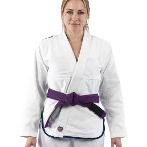 Female athlete wearing Scramble Athlete BJJ Gi