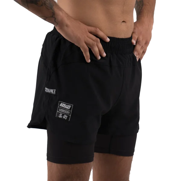 Scramble combination shorts displayed on white background