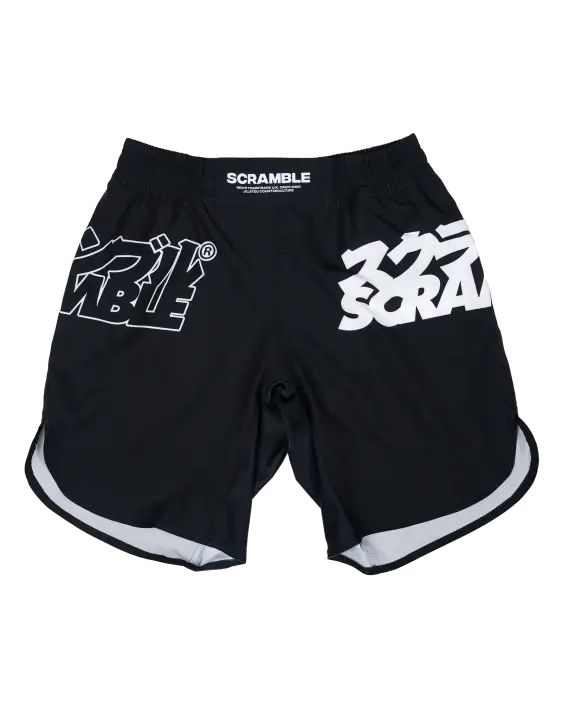 Black Scramble Core Shorts on white background