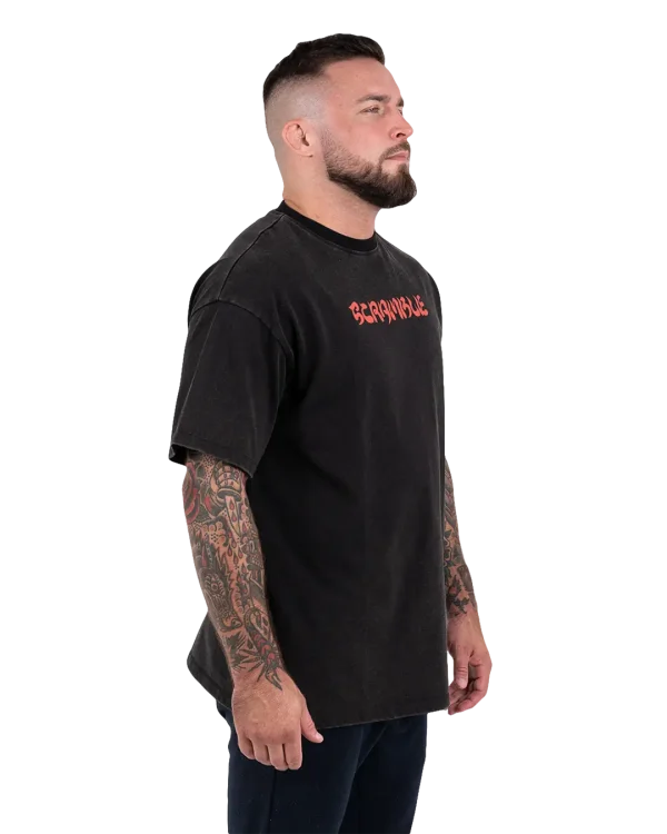 Scramble Furinkazan T Shirt Black 3 Man wearing the Scramble Furinkazan T-Shirt in a casual setting