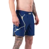Yellow shorts with a kintsugi-style design