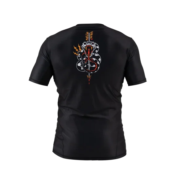Black Scramble or Dead Rashguard worn by a model.