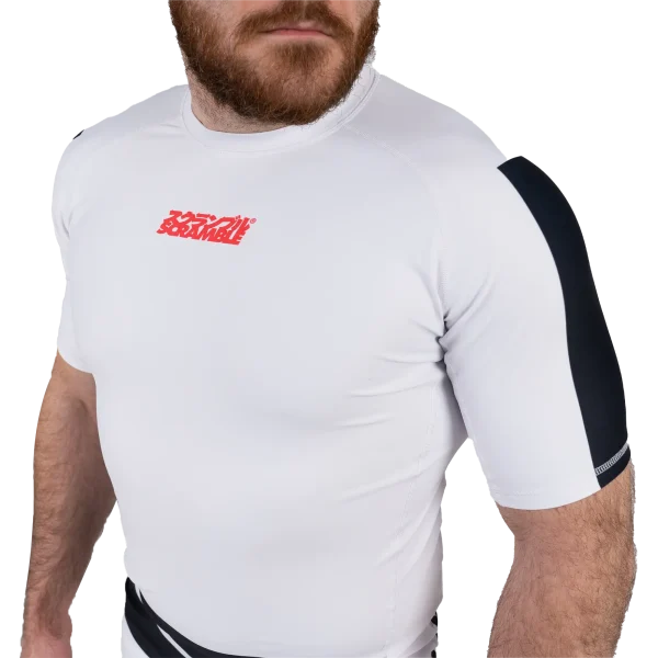 Man wearing Scramble Ranked Rashguard during a combat session