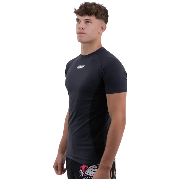 Close up image of Scramble Shinobi Compression Top with short sleeves