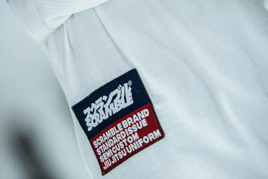 A Scramble Standard Issue BJJ Gi displayed in a clean setting