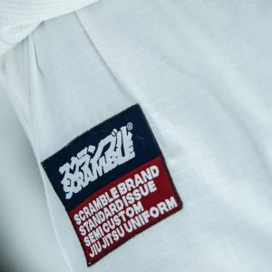 A Scramble Standard Issue BJJ Gi displayed in a clean setting