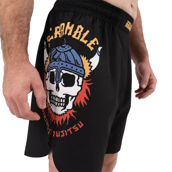 Pair of Scramble Viking Shorts displayed on white background