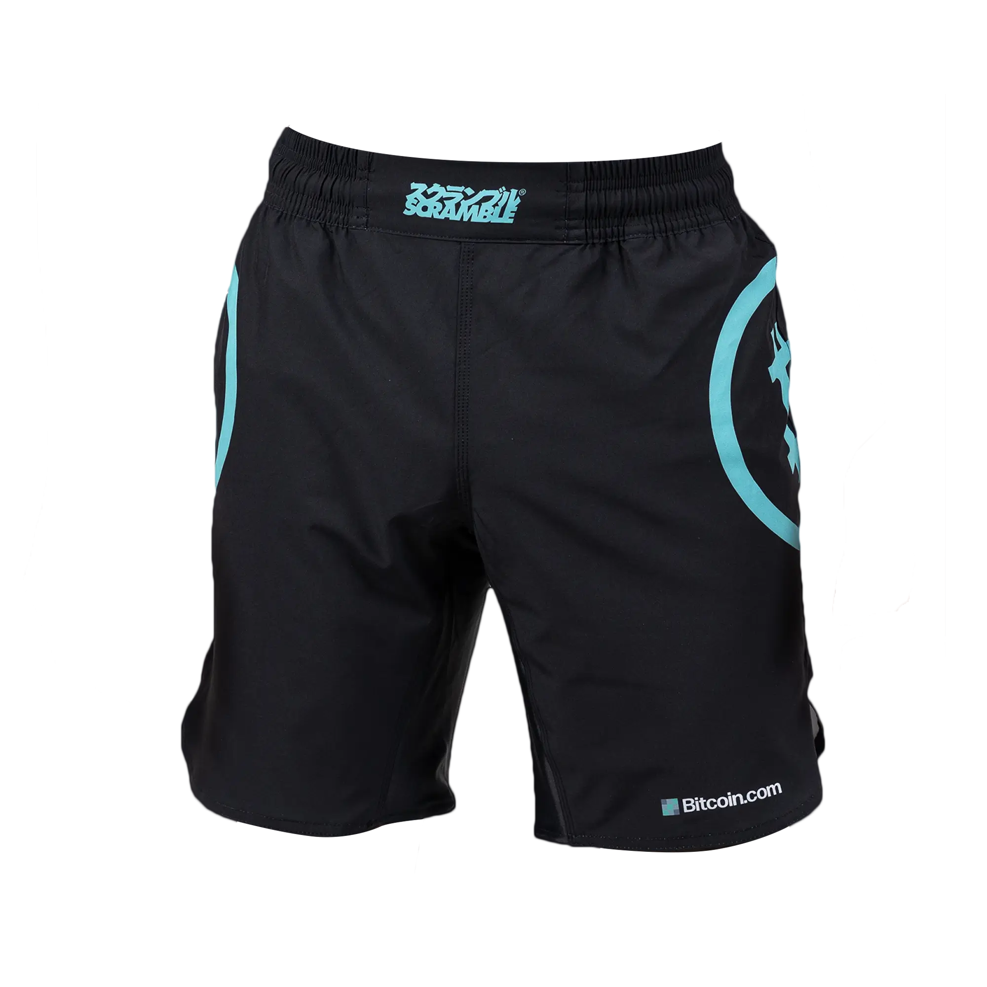 Scramble x Bitcoin.com shorts design.