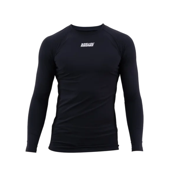 Scramble Shinobi Long Sleeve Compression Top Black Scramble Shinobi Compression Top long sleeve shirt featured on white background.