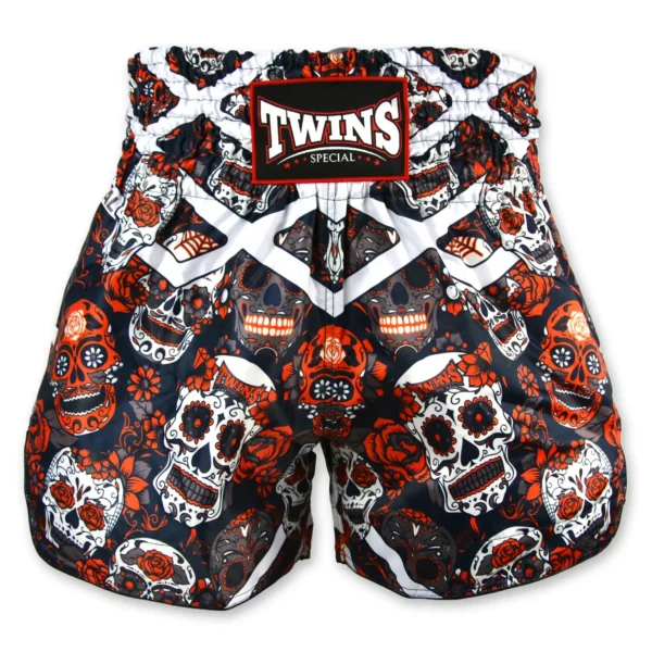 Twins Special Calaveras Skull Muay Thai Shorts TBS53-CAL in black with multicolored skull print