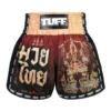 Close-up view of TUFF Muay Thai Shorts New Retro Style Yant Narai Turning the Land MSC101