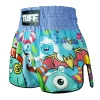 Tuff Kids Muay Thai Shorts Party Monster Rms104 Blue 1 Kid wearing TUFF Kids Muay Thai Shorts Party Monster RMS104