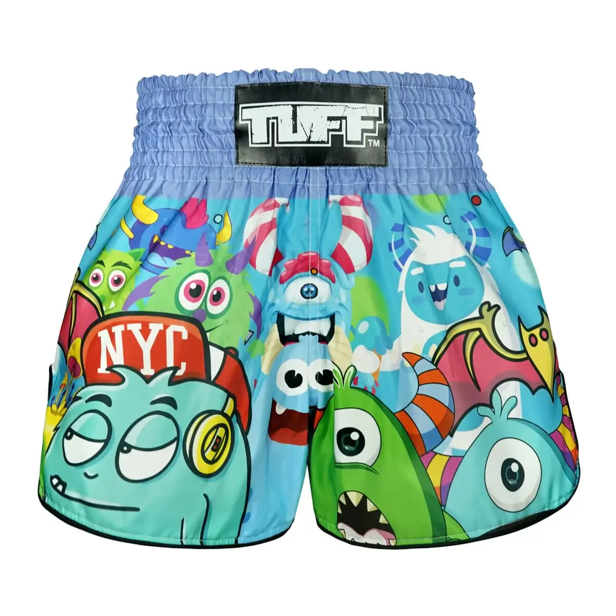 Girl wearing TUFF Kids Party Monster RMS104 Muay Thai Shorts