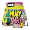 Tuff Kids Muay Thai Shorts The Savage Boy Rms105 Yellow 1 Kid wearing TUFF Kids Muay Thai Shorts The Savage Boy RMS105