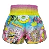 Tuff Kids Muay Thai Shorts The Savage Boy Rms105 Yellow 2 Boy wearing TUFF Kids Muay Thai Shorts The Savage Boy RMS105
