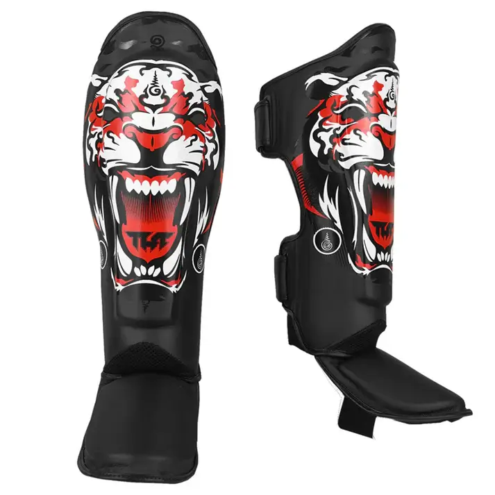 TUFF Muay Thai Shin Guard Pads with Tiger Design