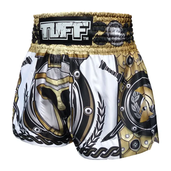 Tuff Muay Thai Shorts Golden Gladiator Ms634 White Gold 1 TUFF Muay Thai Shorts Golden Gladiator MS634