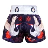 A pair of TUFF Muay Thai shorts with a Japanese drawing crane design MS639