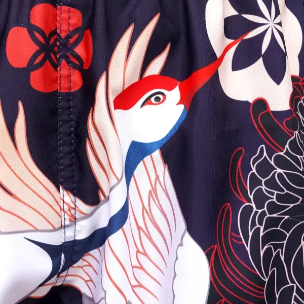 TUFF Muay Thai Shorts with Japanese Drawing Crane design