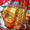 TUFF Muay Thai Shorts featuring a Japanese Koi Fish design