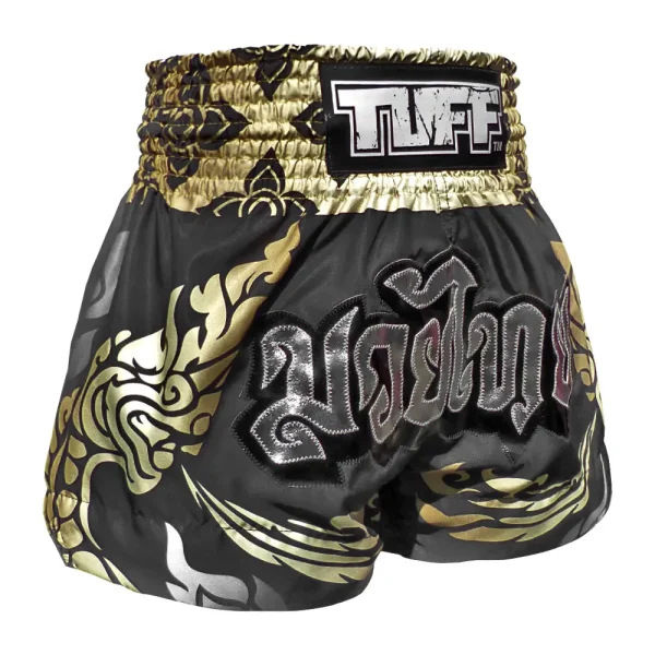 Tuff Muay Thai Shorts King Of Naga Ms631 Black Gold 2 TUFF Muay Thai Shorts King of Naga MS631