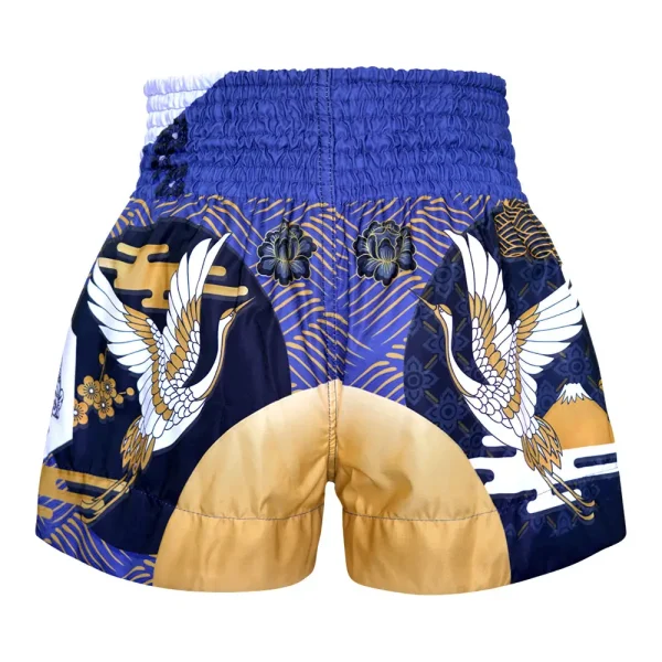 Tuff Muay Thai Shorts Majestic Crane Ms651 Blue 2 TUFF Muay Thai Shorts Majestic Crane MS651