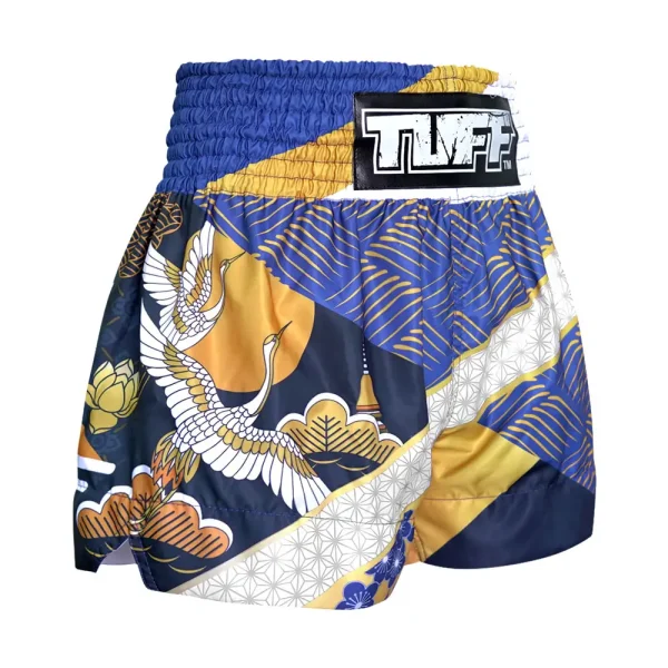 Tuff Muay Thai Shorts Majestic Crane Ms651 Blue 3 TUFF Muay Thai Shorts Majestic Crane MS651 in action