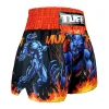 TUFF Muay Thai Shorts Midnight Werewolf MS683 on display