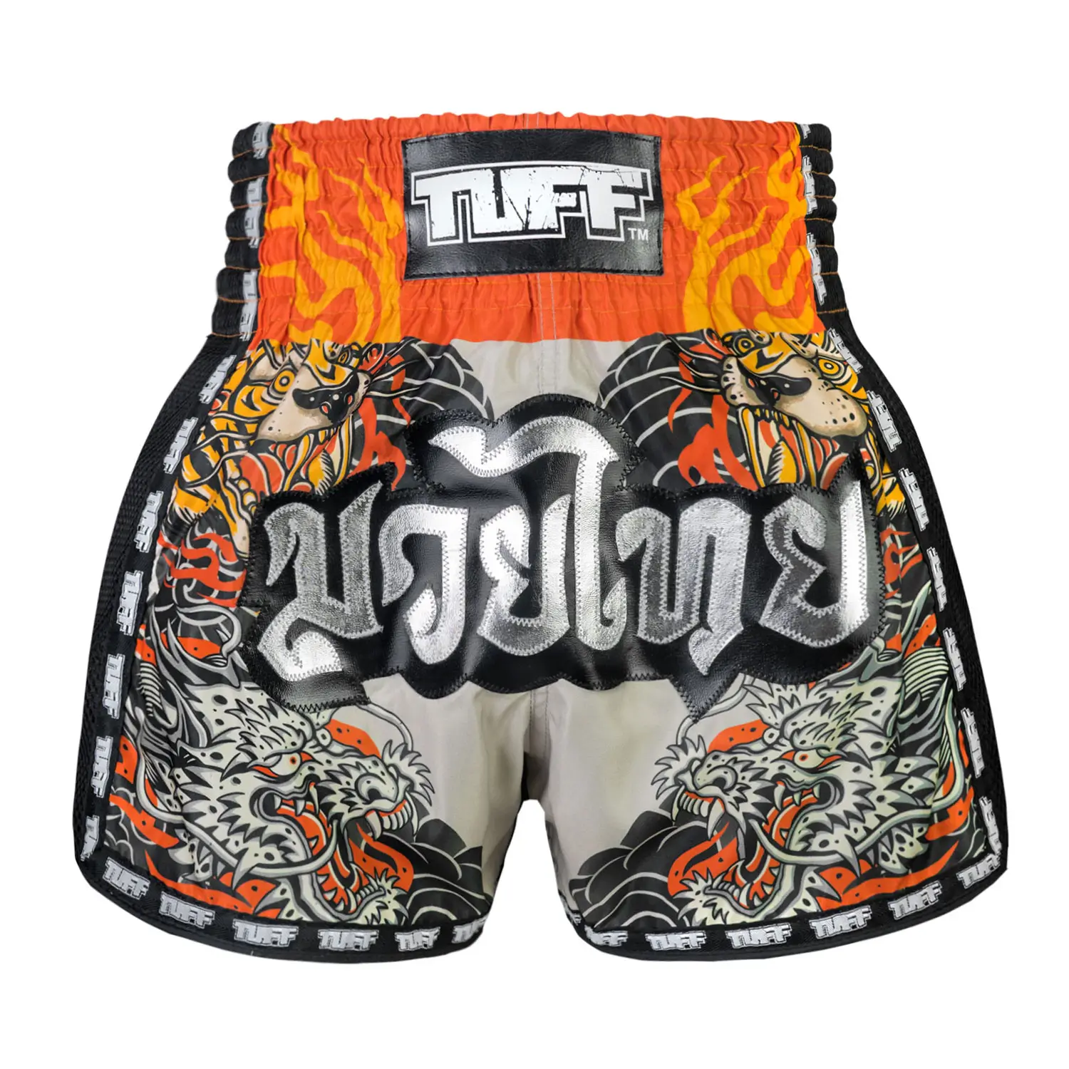 Muay Thai Shorts in New Retro Style featuring a Japanese Yin-Yang symbol