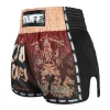 TUFF Muay Thai Shorts in new retro style featuring Yant Narai Turning the Land design
