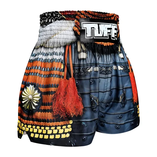 TUFF Muay Thai Shorts The Ashigaru MS656 in striking monochrome tones