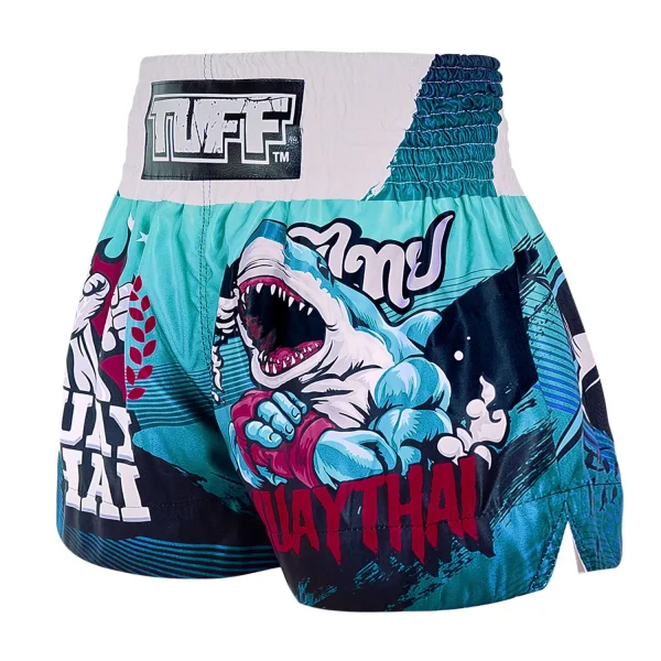 TUFF Muay Thai Shorts The Carcharodon MS673 - Blue in Blue — studio shot