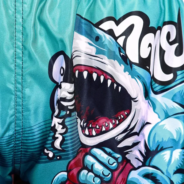 TUFF Muay Thai Shorts The Carcharodon MS673 - Blue in Blue — three‑quarter angle