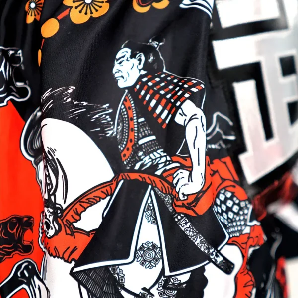 TUFF Muay Thai shorts designed with Tora Samurai graphics