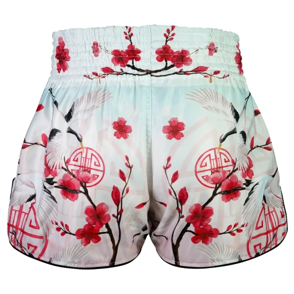 Tuff Retro Muay Thai Shorts Akai Tsuru The Red Crane Rms114 White 2 A pair of TUFF Retro Muay Thai Shorts Akai Tsuru The Red Crane RMS114
