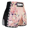 Tuff Retro Muay Thai Shorts Birds With Roses Msc123 Pink 3 An image displaying TUFF Retro Muay Thai Shorts with bird and rose designs, model number MSC123.