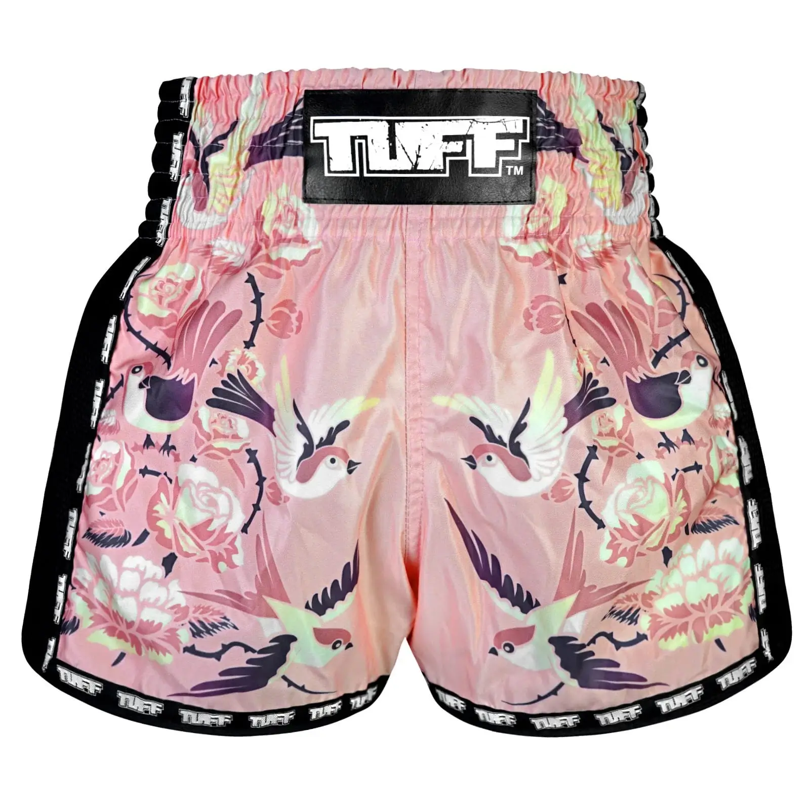 TUFF Retro Muay Thai Shorts Birds With Roses MSC123