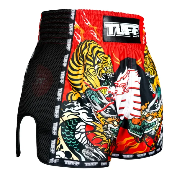 TUFF Retro Muay Thai Shorts With Chinese Dragon and Tiger Design