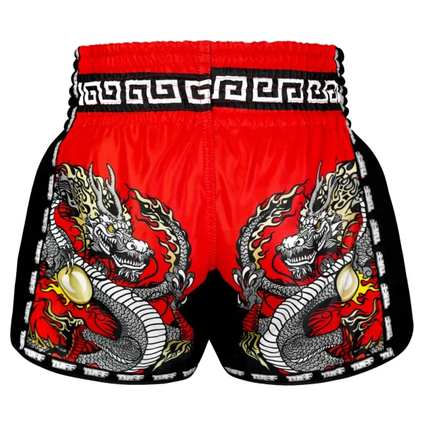 Tuff Retro Muay Thai Shorts Chinese Dragon Msc116 Red 2 TUFF Retro Muay Thai Shorts Featuring Chinese Dragon Design