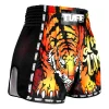 Tuff Retro Muay Thai Shorts Furious Tiger Black 3 Retro Muay Thai shorts featuring a Furious Tiger design