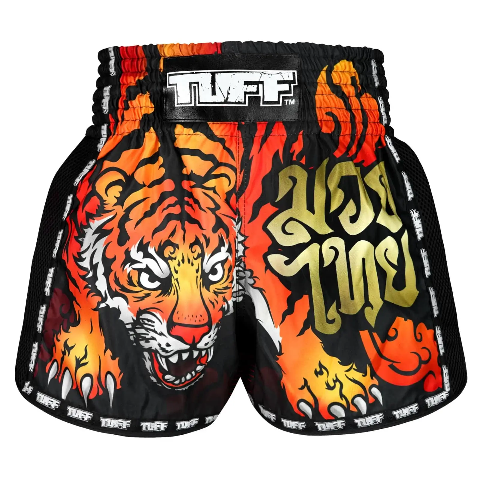 TUFF Retro Muay Thai Shorts with Furious Tiger Design