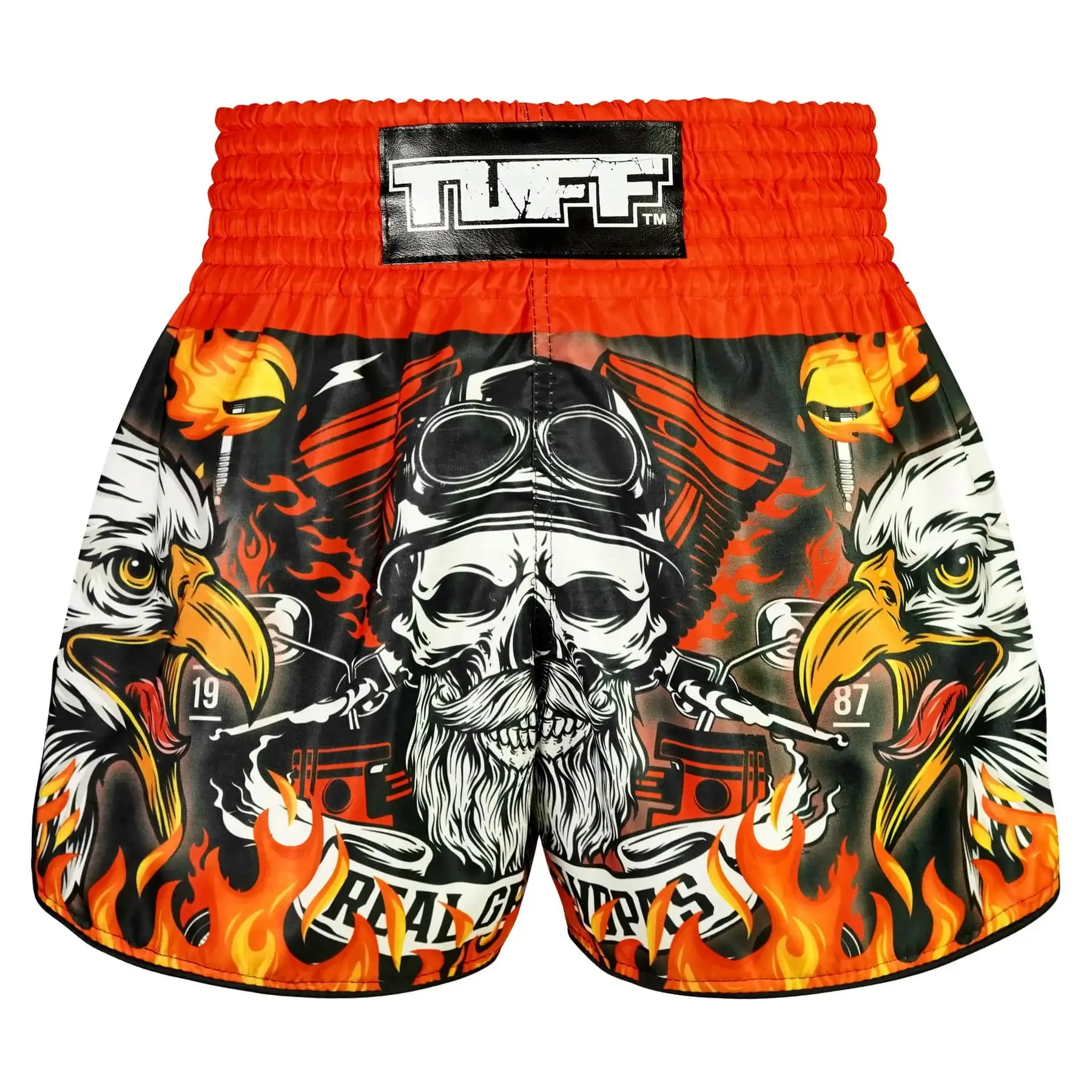 Graybeard and The Eagle design on TUFF Retro Muay Thai Shorts RMS108.
