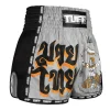Tuff Retro Muay Thai Shorts Hanuman Yantra With War Flag Msc118 Grey 1 Man wearing TUFF Retro Muay Thai Shorts Hanuman Yantra with War Flag MSC118