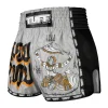Tuff Retro Muay Thai Shorts Hanuman Yantra With War Flag Msc118 Grey 3 TUFF Retro Muay Thai Shorts Hanuman Yantra with War Flag MSC118 on a white background.