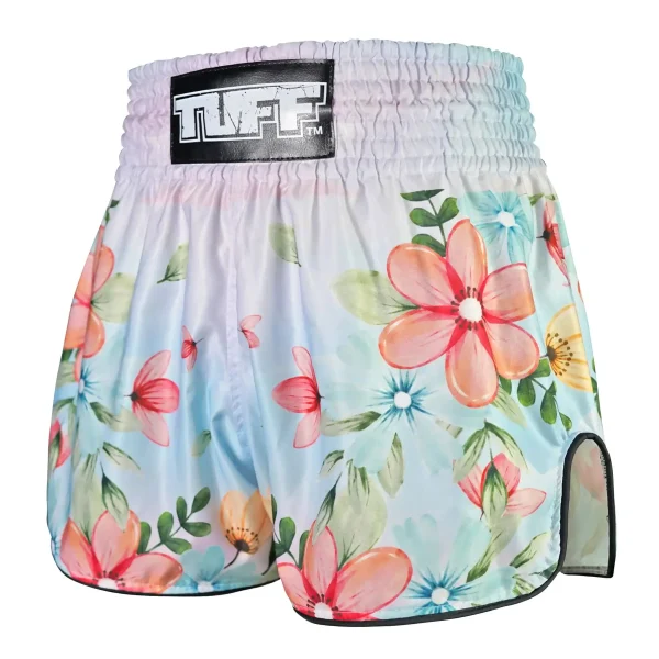 Tuff Retro Muay Thai Shorts Kibo No Hana Flower Of Hope Rms115 White 1 TUFF Retro Muay Thai Shorts Kibo no Hana Flower of Hope RMS115