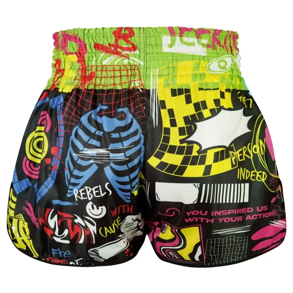 Tuff Retro Muay Thai Shorts Neon Graffiti Rms119 Black Green 2 Neon Graffiti TUFF Retro Muay Thai Shorts RMS119