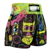 Tuff Retro Muay Thai Shorts Neon Graffiti Rms119 Black Green 3 TUFF Retro Muay Thai Shorts Neon Graffiti RMS119