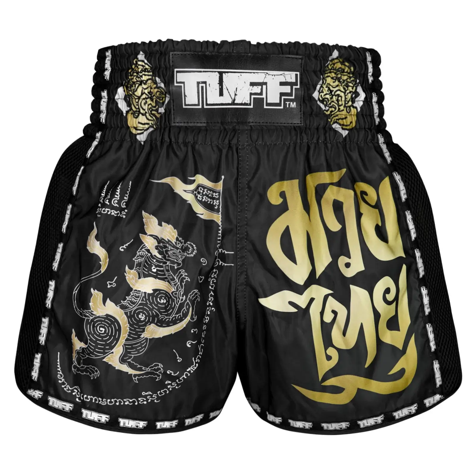 TUFF Retro Muay Thai Shorts Singha Yantra with War Flag