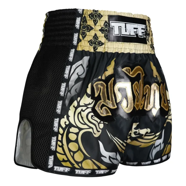 Man wearing TUFF Retro Muay Thai Shorts The King Of Naga MSC107