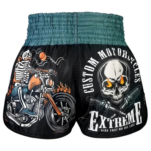 Tuff Retro Muay Thai Shorts The Skull Rider Rms109 Black 2 TUFF Retro Muay Thai Shorts The Skull Rider RMS109